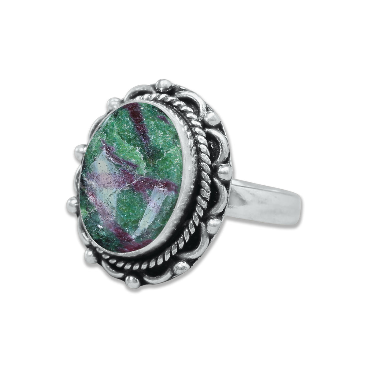 Ruby in Zoisite Rings – Handmade, Silver-Plated, Designer  (Made to Order)