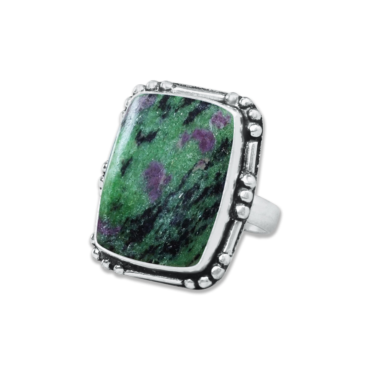 Ruby in Zoisite Rings – Handmade, Silver-Plated, Designer  (Made to Order)