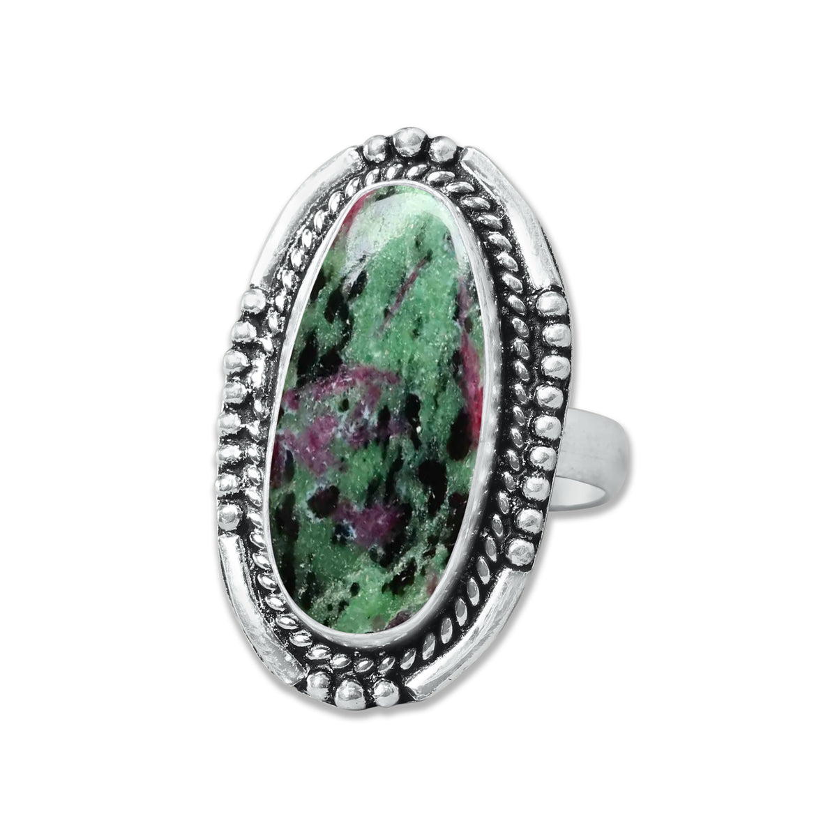 Ruby in Zoisite Rings – Handmade, Silver-Plated, Designer  (Made to Order)