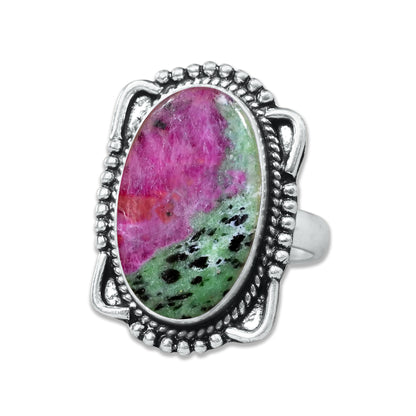Ruby in Zoisite Rings – Handmade, Silver-Plated, Designer  (Made to Order)