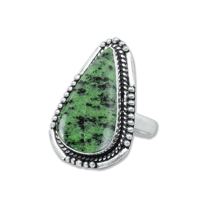 Ruby in Zoisite Rings – Handmade, Silver-Plated, Designer  (Made to Order)