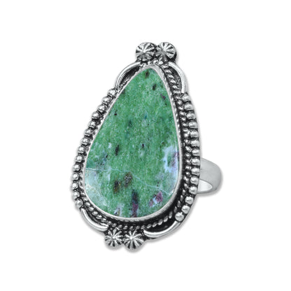 Ruby in Zoisite Rings – Handmade, Silver-Plated, Designer  (Made to Order)