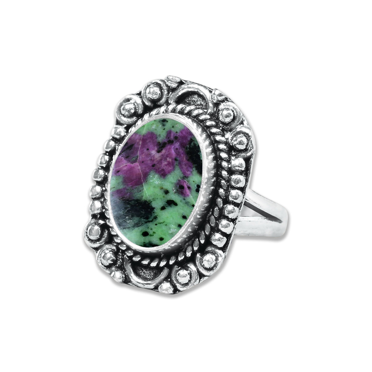 Ruby in Zoisite Rings – Handmade, Silver-Plated, Designer  (Made to Order)