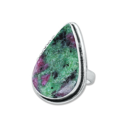 Ruby in Zoisite Rings – Handmade, Silver-Plated, Designer  (Made to Order)