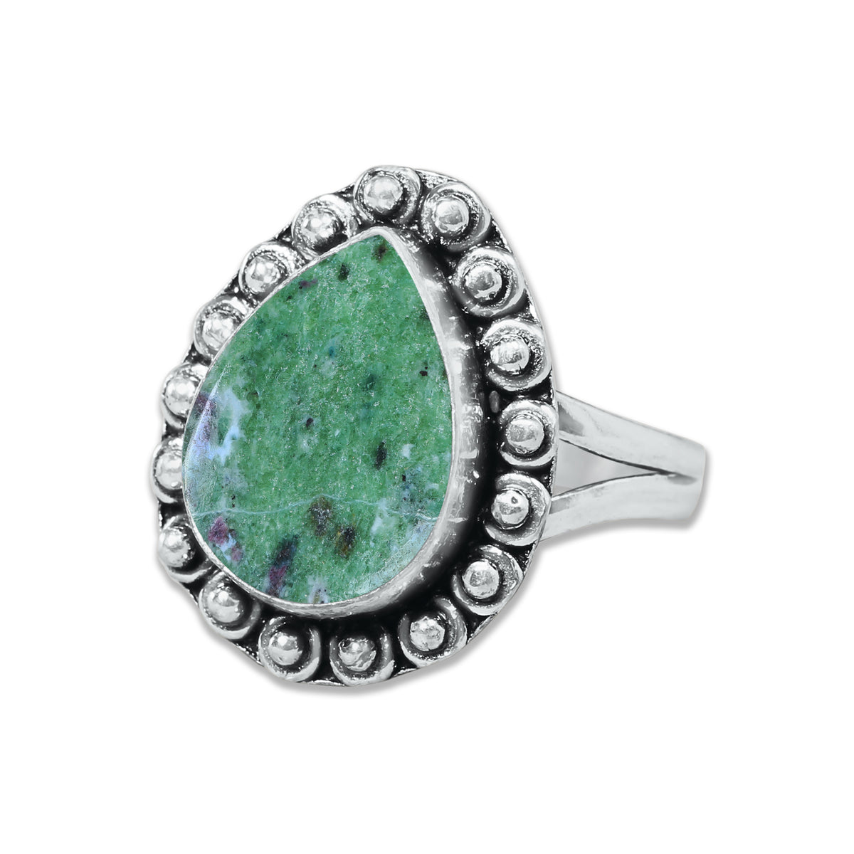 Ruby in Zoisite Rings – Handmade, Silver-Plated, Designer  (Made to Order)