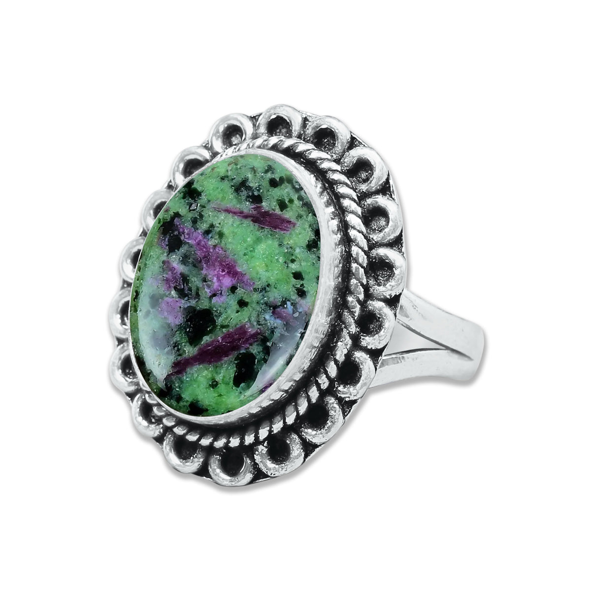 Ruby in Zoisite Rings – Handmade, Silver-Plated, Designer  (Made to Order)