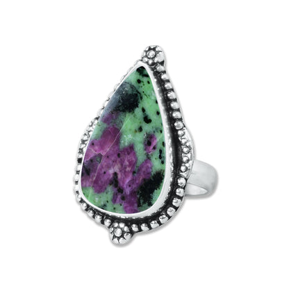Ruby in Zoisite Rings – Handmade, Silver-Plated, Designer  (Made to Order)
