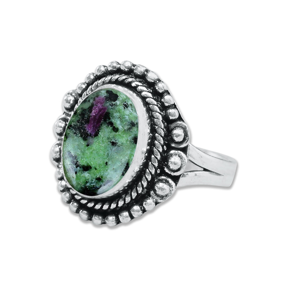 Ruby in Zoisite Rings – Handmade, Silver-Plated, Designer  (Made to Order)