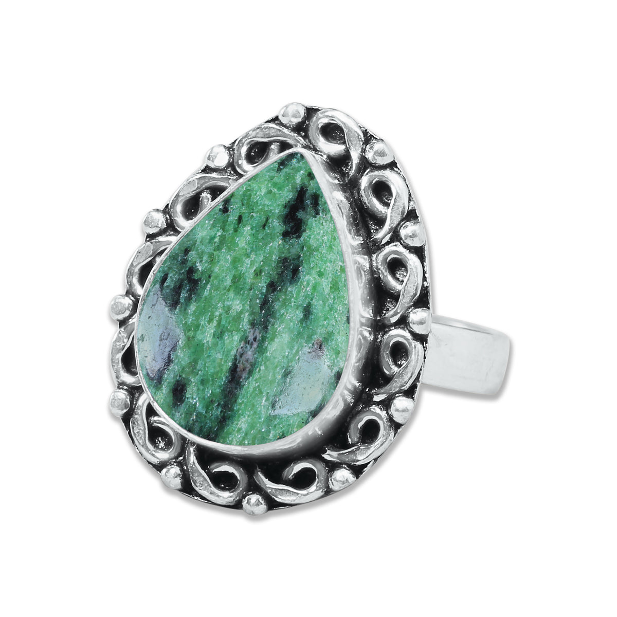 Ruby in Zoisite Rings – Handmade, Silver-Plated, Designer  (Made to Order)