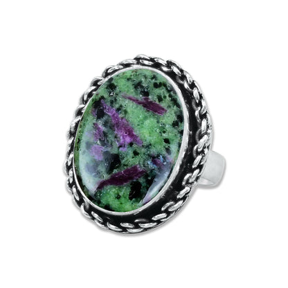 Ruby in Zoisite Rings – Handmade, Silver-Plated, Designer  (Made to Order)