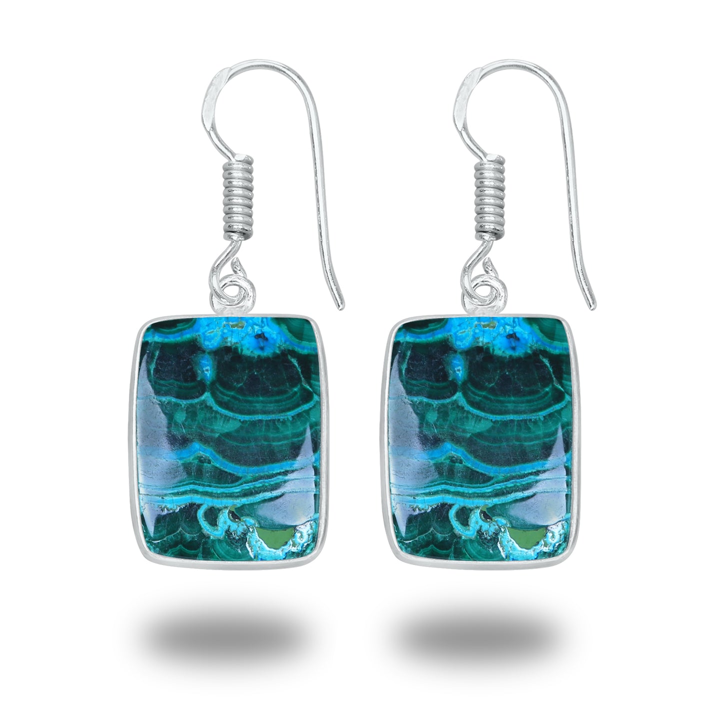 Azurite Malachite Earrings – Minimalist, Silver-Plated | Wholesale Handmade Jewelry