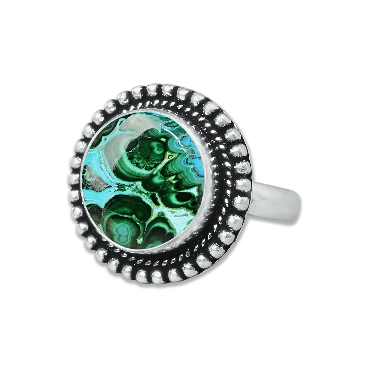 Malachitringe Auffällige natürliche Malachitkristall-Handarbeitsringe für Frauen