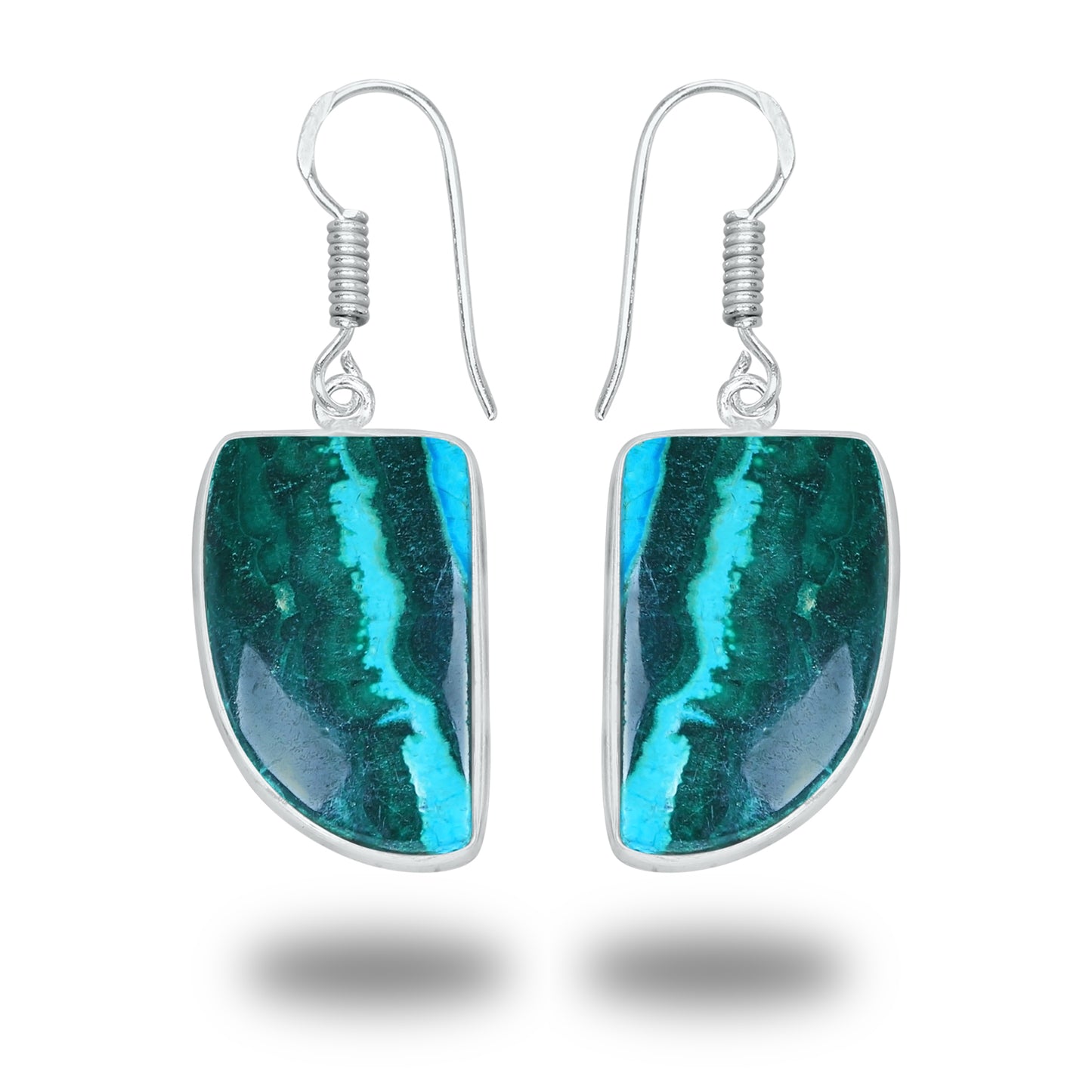 Azurite Malachite Earrings – Minimalist, Silver-Plated | Wholesale Handmade Jewelry