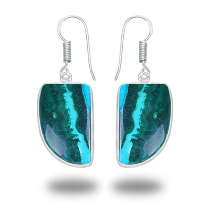 Azurite Malachite Earrings – Minimalist, Silver-Plated | Wholesale Handmade Jewelry