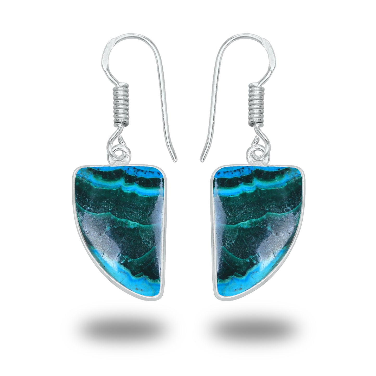 Azurite Malachite Earrings – Minimalist, Silver-Plated | Wholesale Handmade Jewelry