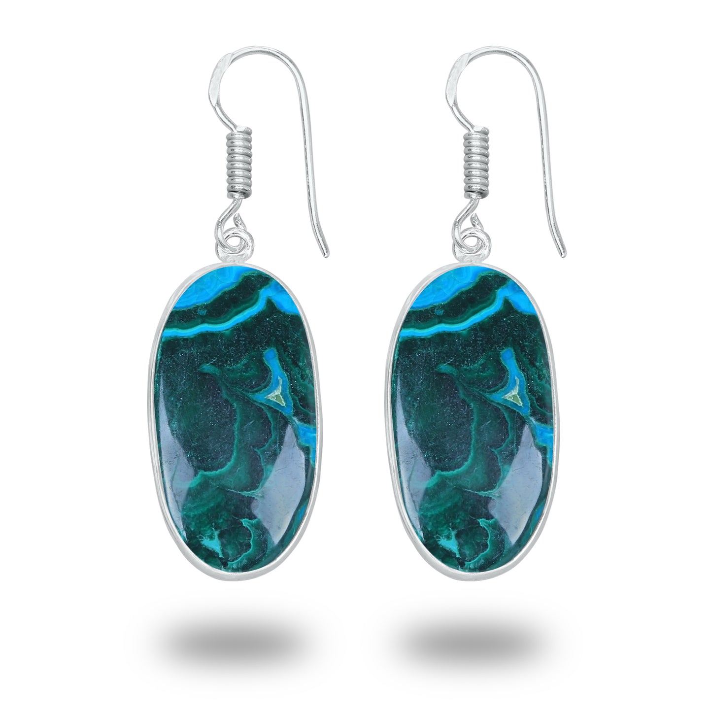 Azurite Malachite Earrings – Minimalist, Silver-Plated | Wholesale Handmade Jewelry