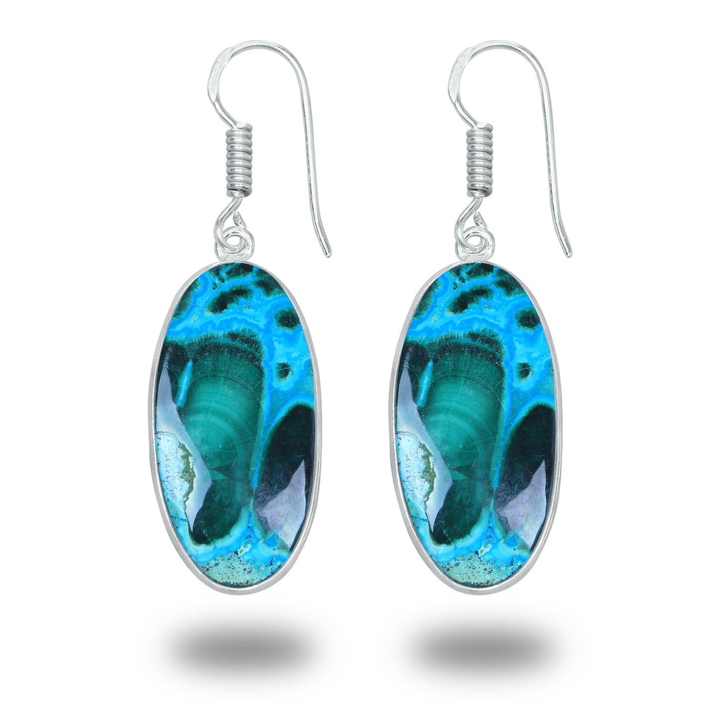 Azurite Malachite Earrings – Minimalist, Silver-Plated | Wholesale Handmade Jewelry