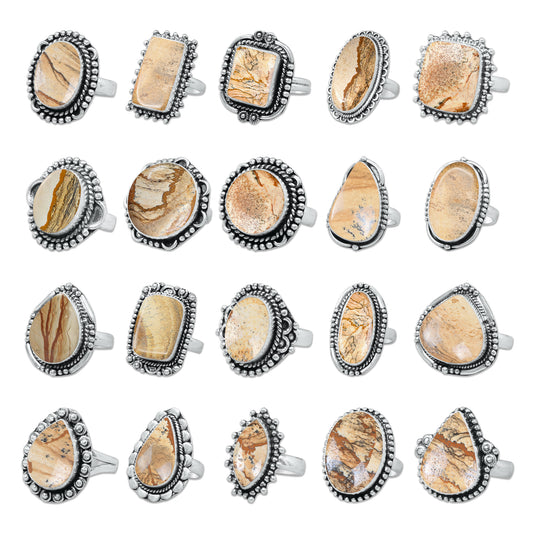 Picture Jasper Rings – Handmade, Silver-Plated, Designer  (Made to Order)