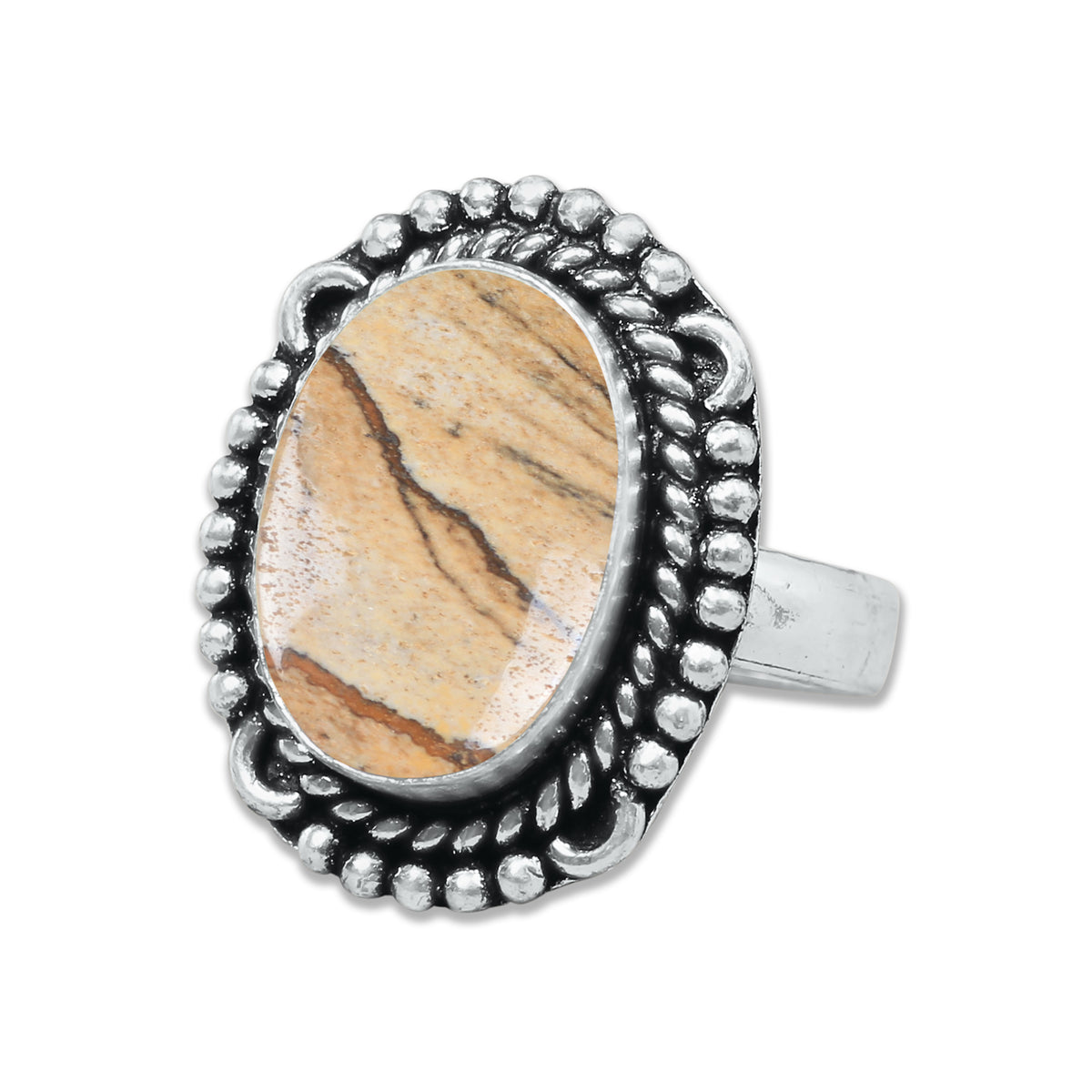 Picture Jasper Rings – Handmade, Silver-Plated, Designer  (Made to Order)