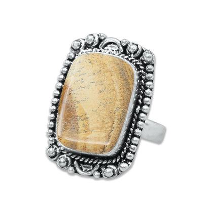 Picture Jasper Rings – Handmade, Silver-Plated, Designer  (Made to Order)