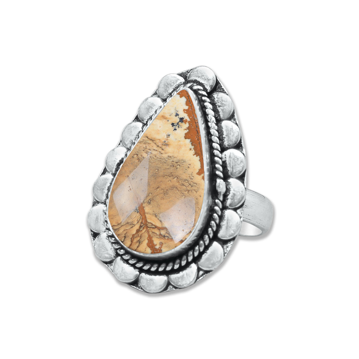 Picture Jasper Rings – Handmade, Silver-Plated, Designer  (Made to Order)