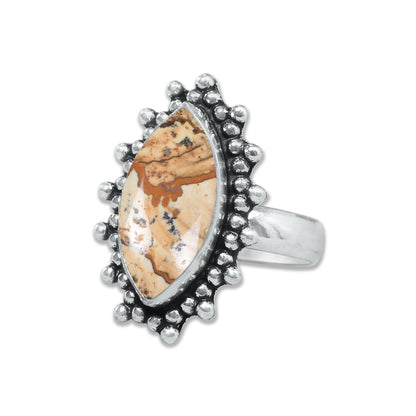 Picture Jasper Rings – Handmade, Silver-Plated, Designer  (Made to Order)