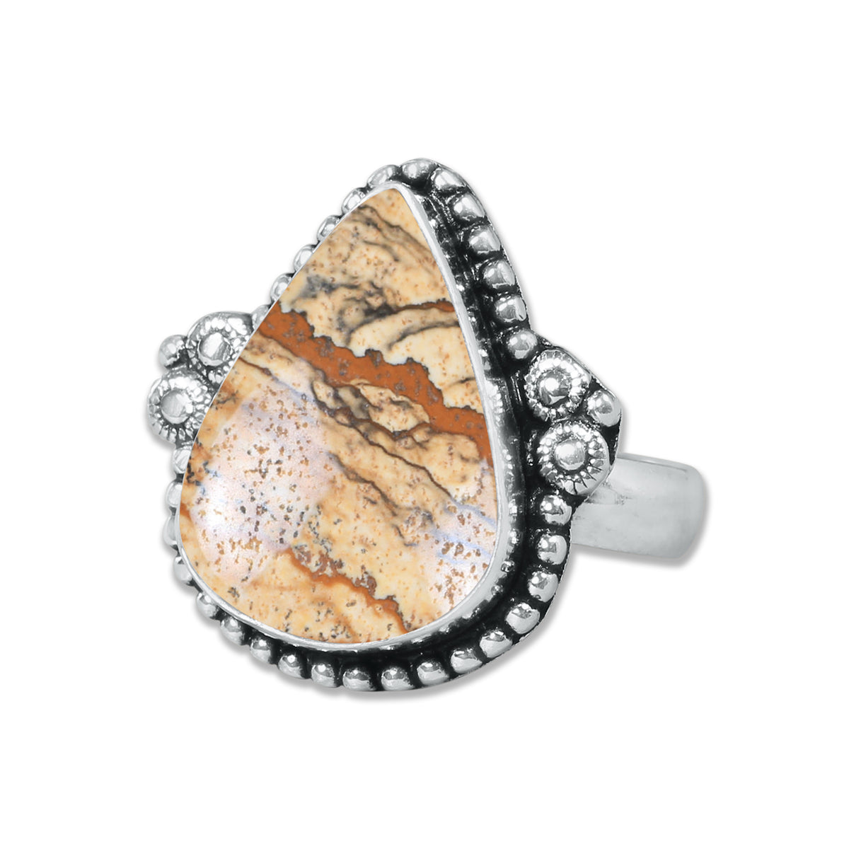 Picture Jasper Rings – Handmade, Silver-Plated, Designer  (Made to Order)