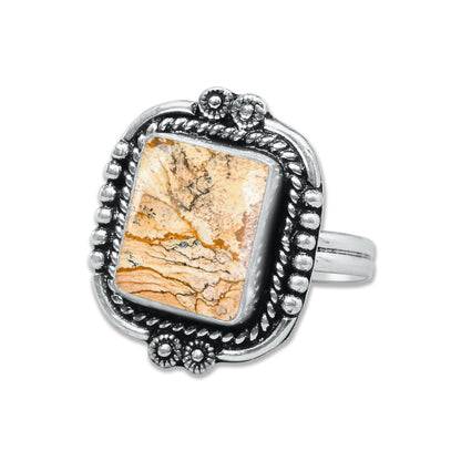 Picture Jasper Rings – Handmade, Silver-Plated, Designer  (Made to Order)