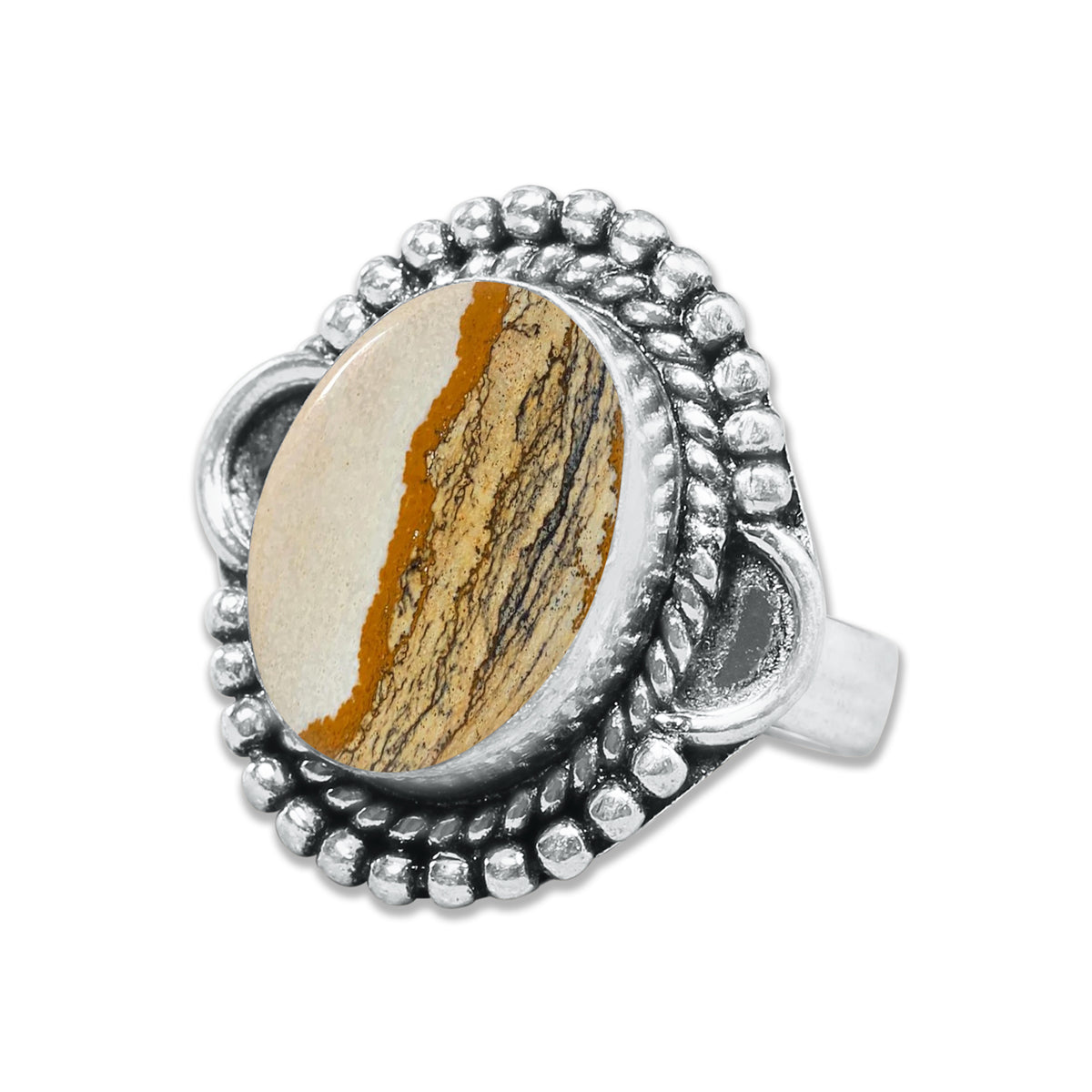 Picture Jasper Rings – Handmade, Silver-Plated, Designer  (Made to Order)