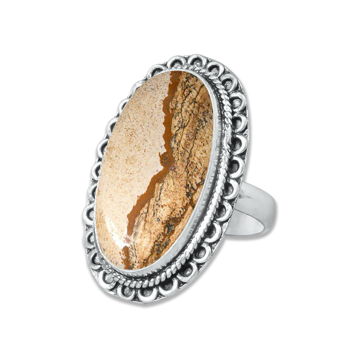 Picture Jasper Rings – Handmade, Silver-Plated, Designer  (Made to Order)