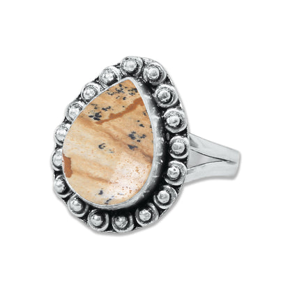Picture Jasper Rings – Handmade, Silver-Plated, Designer  (Made to Order)