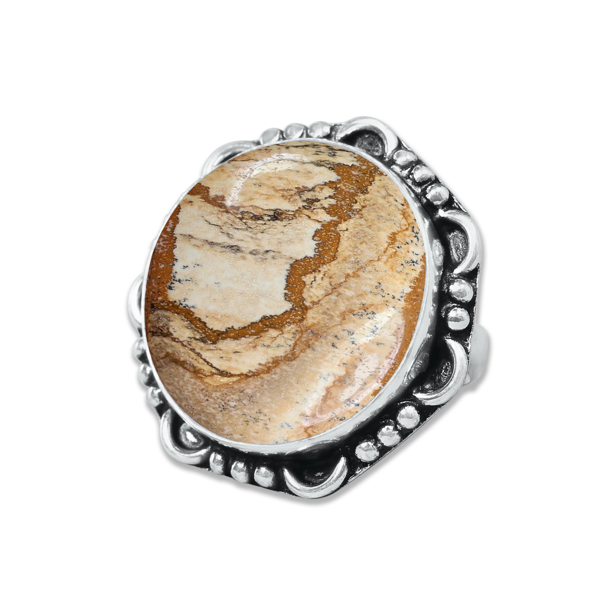 Picture Jasper Rings – Handmade, Silver-Plated, Designer  (Made to Order)