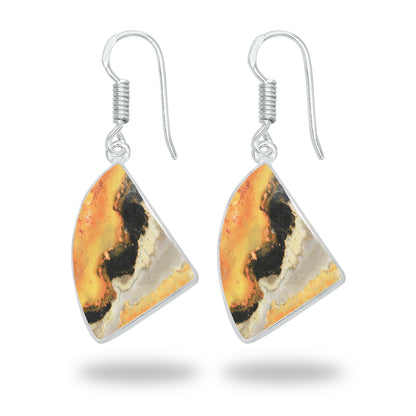 Bumblebee Jasper Earrings – Minimalist Design, Silver-Plated, Handmade (Made to Order)