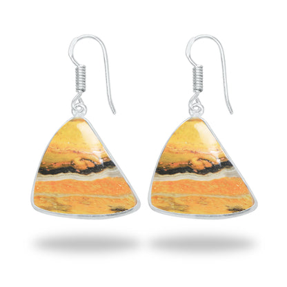 Bumblebee Jasper Earrings – Minimalist Design, Silver-Plated, Handmade (Made to Order)