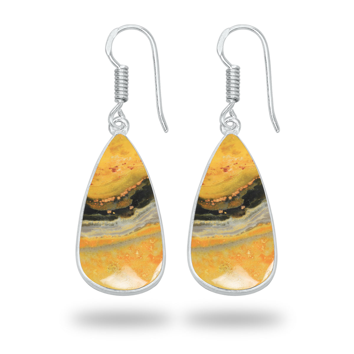 Bumblebee Jasper Earrings – Minimalist Design, Silver-Plated, Handmade (Made to Order)