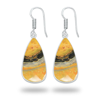 Bumblebee Jasper Earrings – Minimalist Design, Silver-Plated, Handmade (Made to Order)