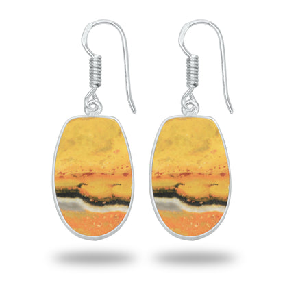 Bumblebee Jasper Earrings – Minimalist Design, Silver-Plated, Handmade (Made to Order)