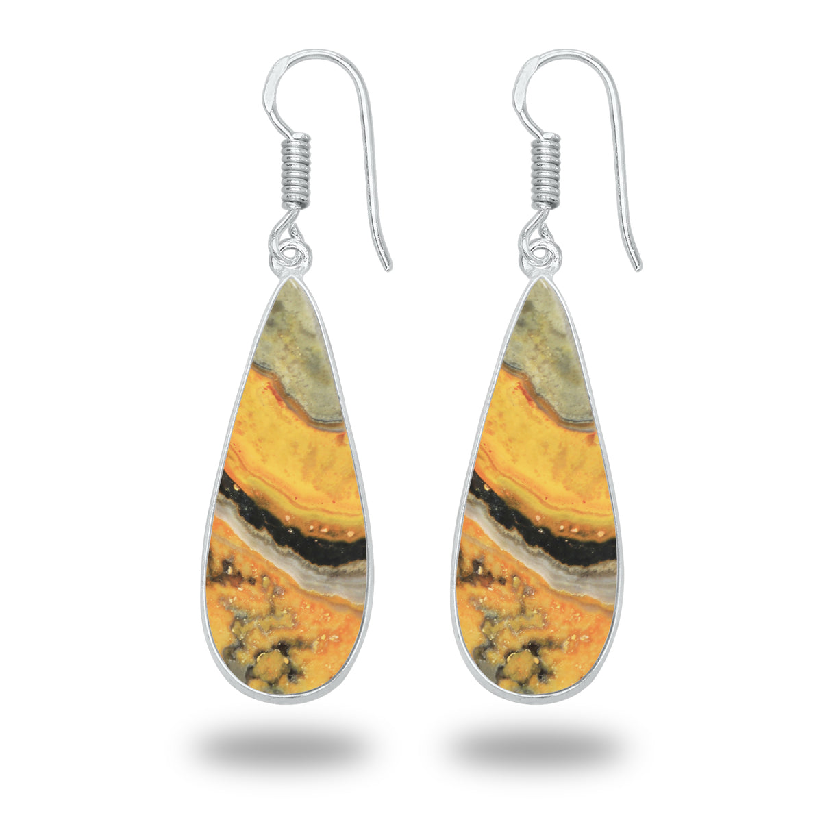 Bumblebee Jasper Earrings – Minimalist Design, Silver-Plated, Handmade (Made to Order)