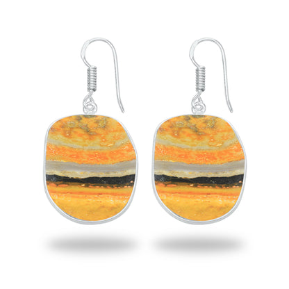Bumblebee Jasper Earrings – Minimalist Design, Silver-Plated, Handmade (Made to Order)