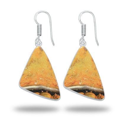 Bumblebee Jasper Earrings – Minimalist Design, Silver-Plated, Handmade (Made to Order)