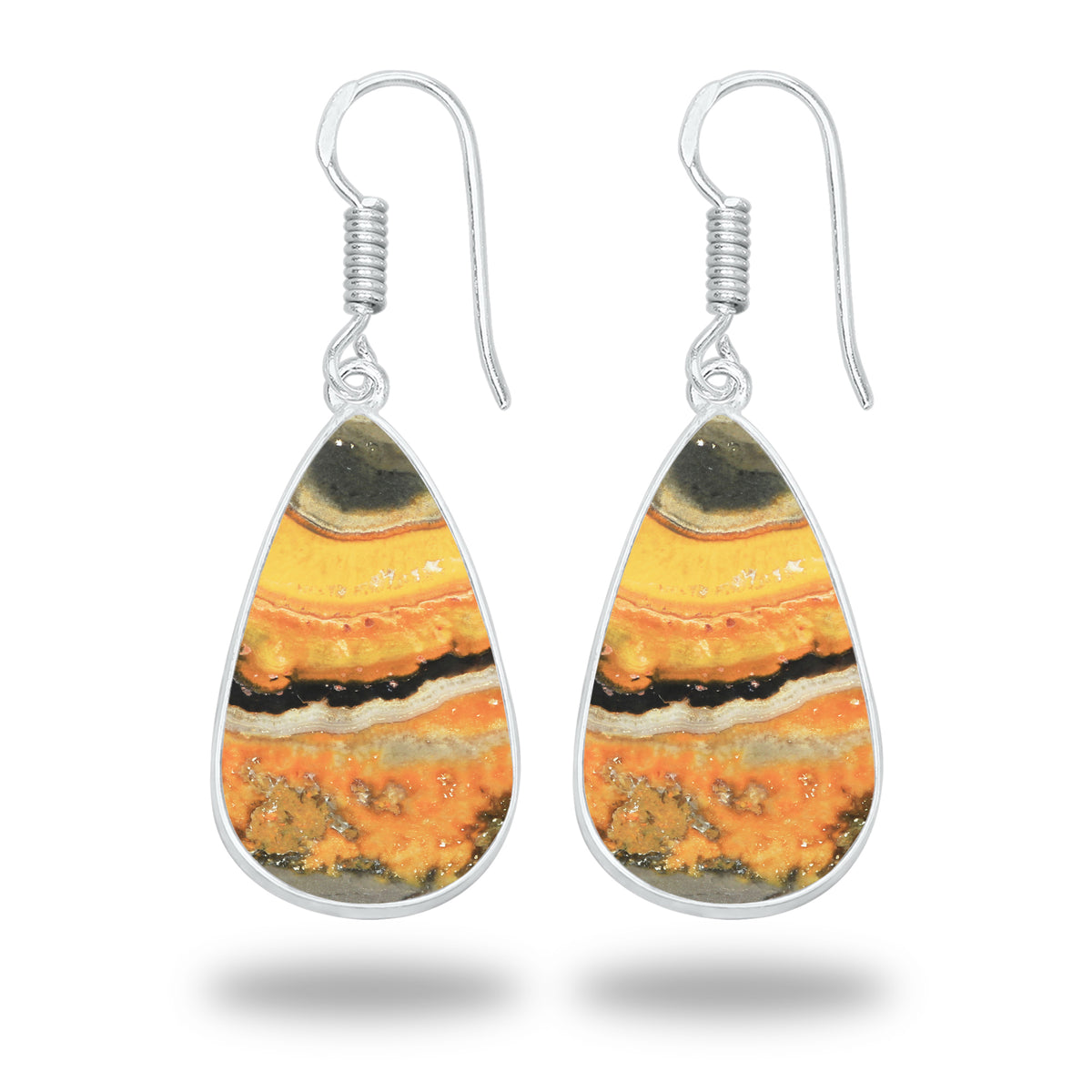 Bumblebee Jasper Earrings – Minimalist Design, Silver-Plated, Handmade (Made to Order)
