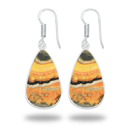 Bumblebee Jasper Earrings – Minimalist Design, Silver-Plated, Handmade (Made to Order)