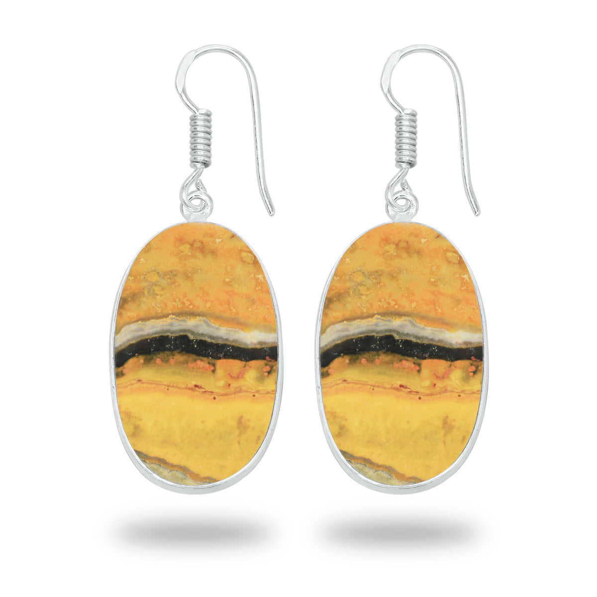 Bumblebee Jasper Earrings – Minimalist Design, Silver-Plated, Handmade (Made to Order)
