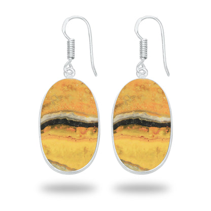 Bumblebee Jasper Earrings – Minimalist Design, Silver-Plated, Handmade (Made to Order)