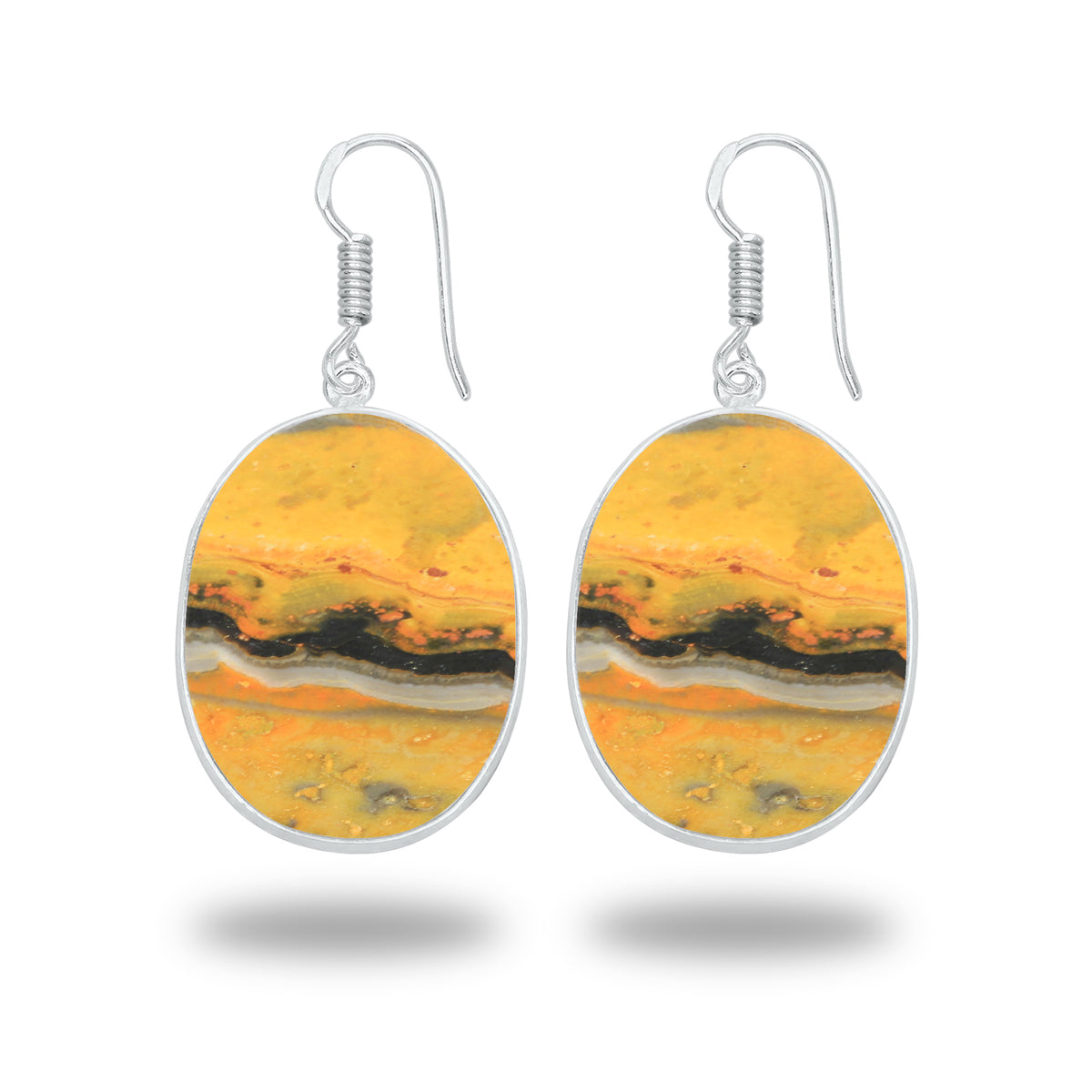 Bumblebee Jasper Earrings – Minimalist Design, Silver-Plated, Handmade (Made to Order)