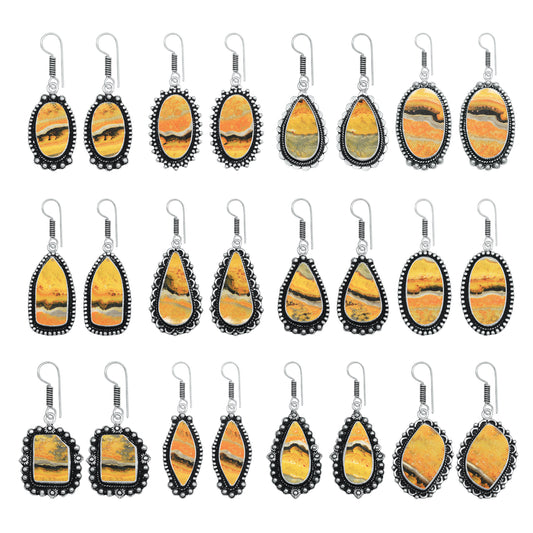 Bumblebee Jasper Earrings – Artisan Design, Silver-Plated, Handmade (Made to Order)
