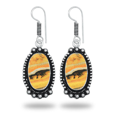 Bumblebee Jasper Earrings – Artisan Design, Silver-Plated, Handmade (Made to Order)