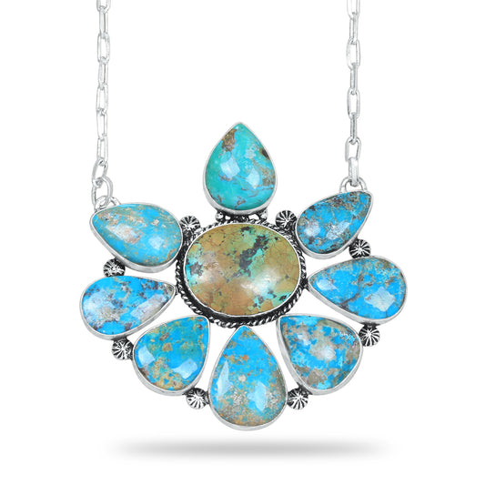 Collier en turquoise de l'Arizona – Plaqué argent, fait main, pièce identique à celle présentée