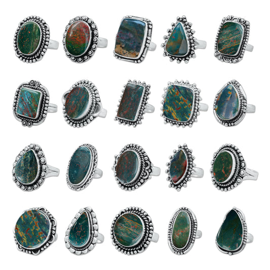 Bloodstone Rings – Handmade, Silver-Plated, Deep Earthy Strength (Made to Order)