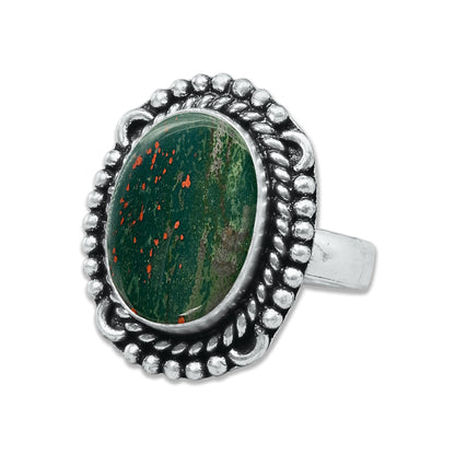 Bloodstone Rings – Handmade, Silver-Plated, Deep Earthy Strength (Made to Order)